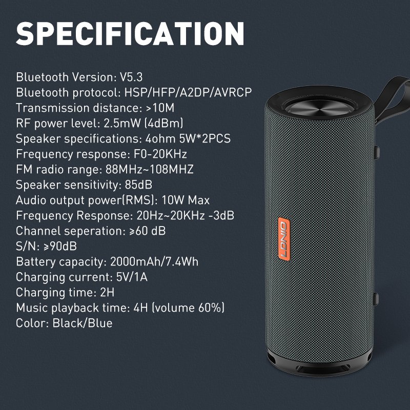 LDNIO BTS13 Mini Enceinte Bluetooth Portable HIFI Bass — photo 7